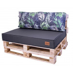 Paletové sedenie Golden Garden GG26 podsedák a vankúš 120cm x 80cm x 15cm Grafitové s kvietkami
